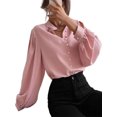 thumbnail image 1 of LUXUR Ladies Long Sleeve Tops Loose Work Shirts Pink XXL, 1 of 3