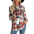 thumbnail image 2 of Women's Oversized Plaid Button Down Shirt Shacket Jacket Long Sleeve Casual Fall Outwear with Pockets, 2 of 6