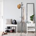thumbnail image 3 of Patiojoy Free Standing Coat Rack Solid Wood Cat Tree w/9 Hooks & 2 Adjustable Height Grey, 3 of 5