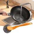 thumbnail image 4 of WHEANG 1 Pcs Brosse à Récurer avec Manche Vient 1 Pcs Brosse à Récurer à Manche Court en Acier Inoxydable avec 1 Pcs Brosse à Récurer à Fil de Rechange pour Casseroles et Poêles, 4 of 5