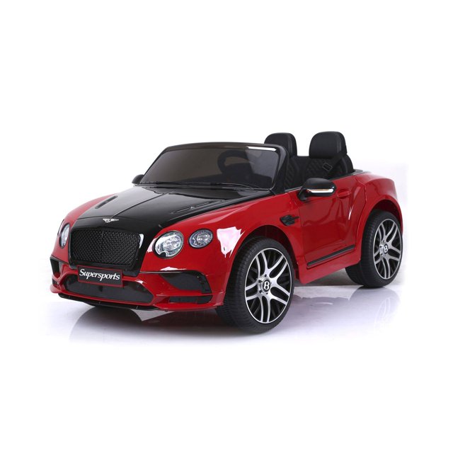 12V Bentley Continental 2 Seater Ride on Car with Parental Remote Control for 3-8 Years (Red-Black)
