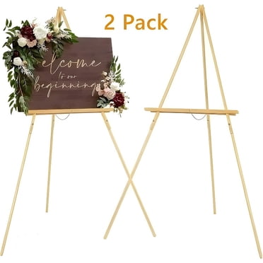 Lot de 2 Chevalets d'Exposition Trépied d'Art Réglables avec Plateau, Chevalet d'Artiste en Bois Pliable de 63 Pouces, Supporte des Toiles jusqu'à 44 Pouces, Supporte 10 Lb