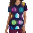 thumbnail image 1 of FcBaudy Hauts pour Femmes, Blouses & Chemises à Manches Courtes Col en V Femmes Mode Décontractée Imprimée Manches Courtes Poche Haut de Travail Blouse Femmes, 1 of 5