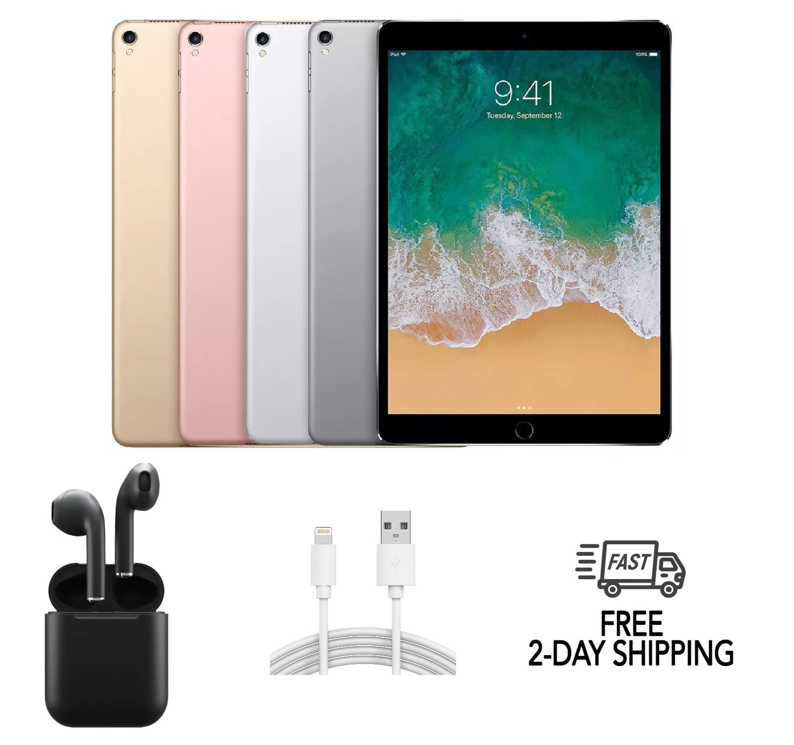 iPad Pro 10,5 Remis à Neuf Apple A1701 (Wi‐Fi) 64 Go Gris Cosmique (Grade B) avec Écouteurs Sans Fil