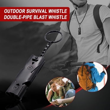 Yhmxh Essentiels de Camping Essentiels de Voyage Équipement de Camping Acier Inoxydable Survie en Plein Air Whistle Double Tube Haute Fréquence Whistle The Whistle