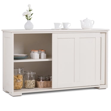 Costway Buffet Bahut de 42 Pouces Armoire de Rangement de Cuisine en Bois Blanc