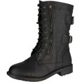 thumbnail image 2 of TOP Moda Womenâ€™S Pack-72 Military Lace Up Combat Boot,Black,10, 2 of 4