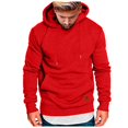 thumbnail image 1 of Ediodpoh Chandail à Capuchon pour Homme Étiquette en Cuir Chandail à Manches Longues à Capuche Grande Taille Chandail à Poche Haut Chandail pour Homme Rouge P, 1 of 5