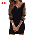 thumbnail image 4 of Baohd Robe Courte Imprimée pour Femmes Manches Longues Banquets Banquet Été Plage Vacances Accessoires de Fête Élégants Noir 4TG, 4 of 5