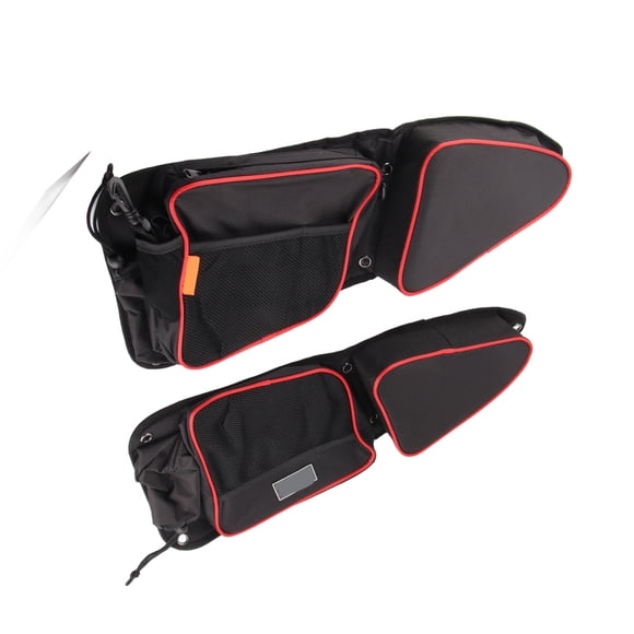 Organisateur de Porte d'Entrée, Porter 2 Pcs Sac de Rangement à Double Fermeture Éclair pour Porte Latérale pour UTV Tout-Terrain Noir + Rouge,Noir + Orange,Camouflage