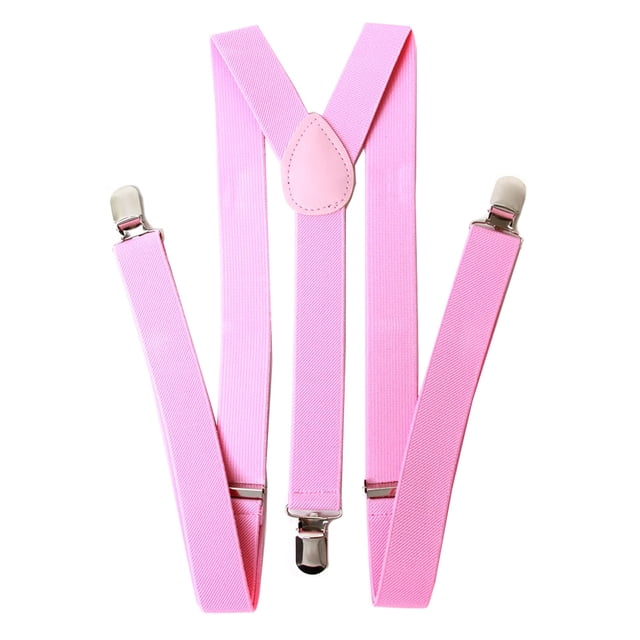 Men's 1 Inch Wide Solid Adjustable Suspenders - Lt Pink