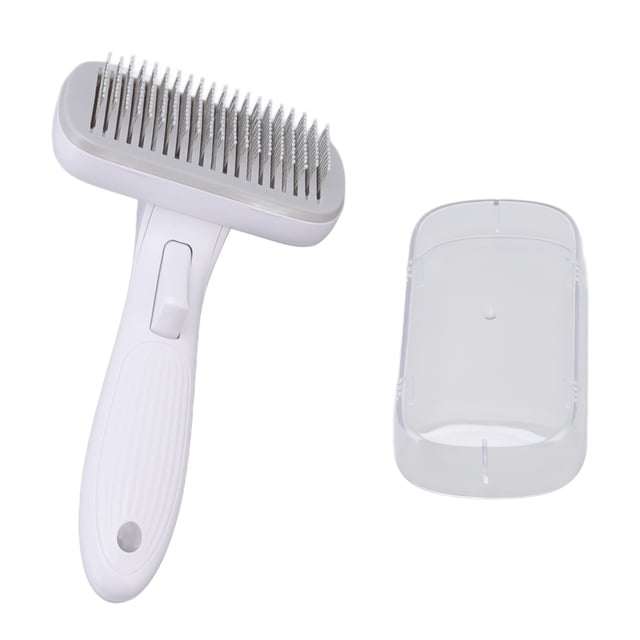 Auto Brosse pour Animaux de Compagnie, ABS Rapide Épilation Brosse Slicker pour Animaux de Compagnie Multifonctionnelle Poignée Confortable pour la Maison en Acier Fil Tête en Caoutchouc Gris