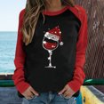 thumbnail image 1 of Qertyioot Women's Fashion Tops,Spring Patchwork Christmas Printed Sleeves Round Neck Casual Tee, 1 of 6