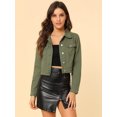 thumbnail image 2 of INSPIRE CHIC Veste en Denim Courte à Manches Longues Boutonnée pour Femme, 2 of 6