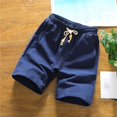 thumbnail image 1 of Styesk Mens Shorts Man Solid-Color Casual Pocket Cotton-Linen Drawstring Elastic-Waist Half Shorts Pants, 1 of 5