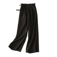 thumbnail image 2 of Mefallenssiah Women'S Spring Summer Solid Color Leisure Retro Drawstring Side Frenulum High Waist Broad Leg Pants Plus Size Pants, 2 of 6