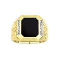 thumbnail image 1 of RYLOS Men's Rings 14K White Gold Ring With Diamonds and Black Onyx Set in Designer Nugget Style Rings For Men Size 13, 1 of 8