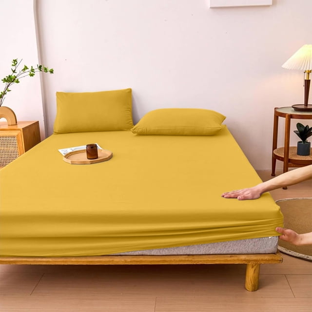 Double Bed Fitted Sheet Piece Non Slip Fixed Bed Cover All Inclusive Mattress Protection Bed Cover Soft Fiber Suitable For Sleeping Naked