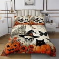 thumbnail image 1 of Erosebridal Gothic Skeleton Pumpkin Bedspread Set Queen Size Reversible 3pcs, 1 of 6
