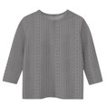 thumbnail image 4 of Plebaso Blouse Décontractée à Manches 3/4 pour Filles, Col Rond, Couleur Unie, Ajourée, 4 of 5