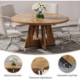 thumbnail image 3 of Tribesigns 47-Inch Round Wooden Conference Table for 4-6 People, Modern Meeting Room Table with Thick Tabletop, Wood Base, and Adjustable Foot Pads, Brown, 3 of 5