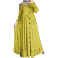 thumbnail image 1 of Kcodviy Nouvelles Robes Saisonnières Musulmanes en Lin pour Femmes Longueur Midi Rétro Décontractée Robe Maxi Vêtements d'Été de Bureau pour Femmes Ample Col Rond Ourlet à Volants Robe pour Tailles Plus, 1 of 8