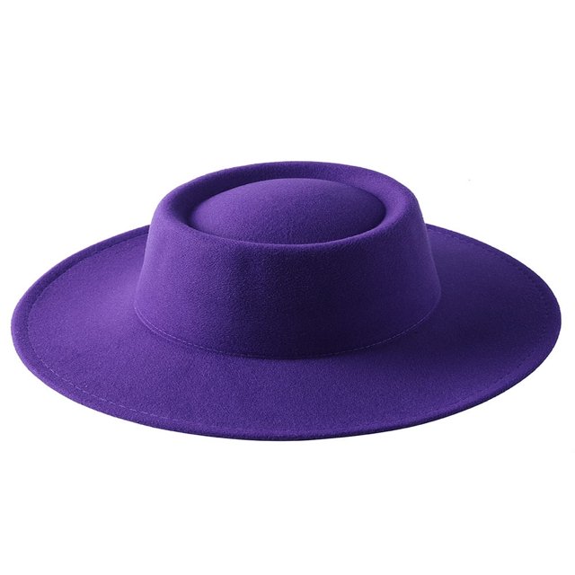 Female Hat Solid Color Flat-Top Cap Blower Hat Woolen Cap Fedoras