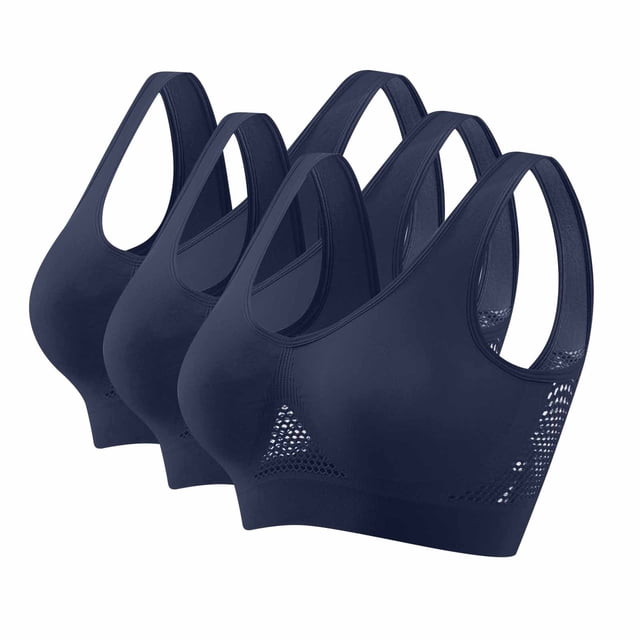 Posijego 3 Pack Women's Sports Bras Plus Size Wireless Bra High Impact Support Workout Running Bras