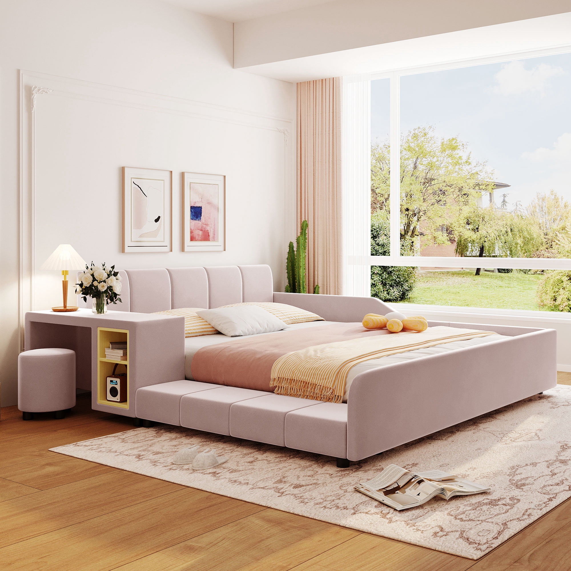 ベッドフレーム Double bed for sale-Excellent condition Noble House Queen Upholstered Grounded Mother & Child Bed,Velvet