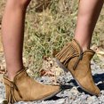thumbnail image 2 of jovati Womens Comfortable Retro Tassel Side Zipper Low Heeled Round Toe Boots, 2 of 9