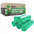 thumbnail image 1 of Reli. Compostable 16-25 Gallon Trash Bags | 100 Count Bulk | Astm D6400 | Green | Eco-Friendly | For Compost, 1 of 1