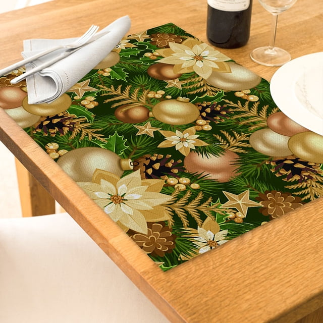 Oleegame 1PC Placemat Christmas Table Placemats Christmas Rustic Vintage Washable Table Mats
