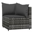 thumbnail image 2 of vidaXL 3 Piece Garden Lounge Set with Cushions Grey Poly Rattan, 2 of 5