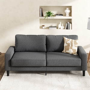 Mainstays Modern Upholstered Fabric Sofa, Dark Grey
