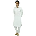thumbnail image 3 of Atasi Ensemble Kurta Pyjama Classique Blanc Style Pathani pour Homme Chemise Longue en Coton-Petit, 3 of 7