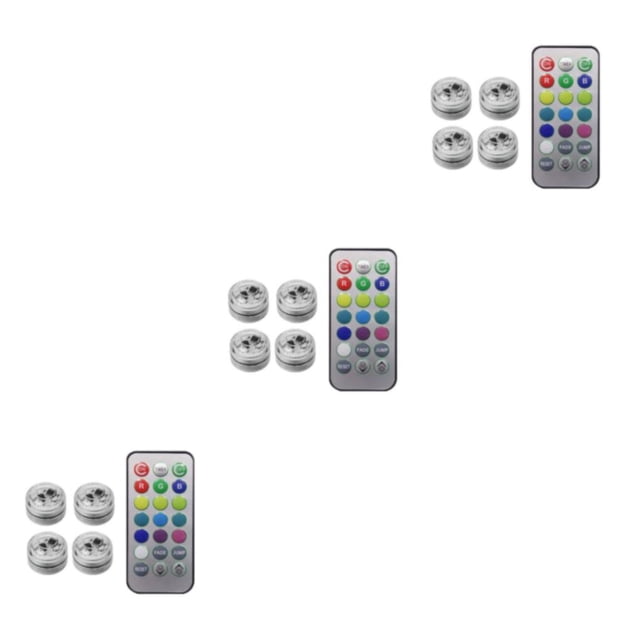 stanreset 1/2/3/5 Wireless LED Car Interior Ambient Light Remote Control Auto with Battery Luminous Lamp for Vase Aquarium Party Decoration 4 lights 3PCS