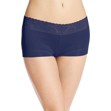 Maidenform Shorty en Coton pour Femmes avec Dentelle - Article à Succès, 9, Marine