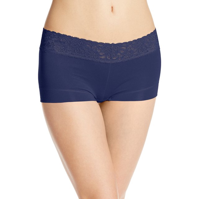 Maidenform Shorty en Coton pour Femmes avec Dentelle - Article à Succès, 9, Marine