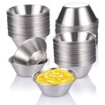 thumbnail image 1 of Witheeyou 50 Pack Stainless Steel Sauce Cups, 1.7 oz/50ml Reusable Dipping Sauce Cups, Commercial Grade Round Metal Ramekins, Stackable Individual Condiment Container for, 1 of 1