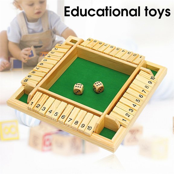 Toys Games Kids,Christmas Decorations,Baby Toys Clearance,Novelty Gag Toys for Girls Boys,Christmas Gifts for Kids,Shut The Box Wooden Mathematic Traditional Pub Board Dice Game Travel 4 Players