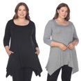 thumbnail image 1 of White Mark Haut Tunique Makayla pour Femmes, Lot de 2, Noir, Encolure Dégagée, Manches 3/4, 1 of 5