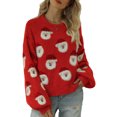 thumbnail image 3 of Pull de Noël pour Femmes, Manches Longues Décontracté Confortable Col Rond Mode Femme Pull Tricoté Père Noël pour Hiver pour Extérieur Rose, Gris, Noir, Rouge, Bleu, Vert, 3 of 6