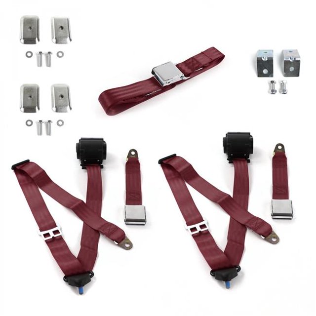 Kit de Ceinture de Sécurité de Banc Rétractable à 3 Points pour Volkswagen Type 4 1968-1974 - 3 Ceintures