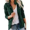 thumbnail image 2 of Innerwin Manteau Militaire à Revers pour Femmes Automne Couleur Unie Ajusté Vert Foncé 5TG, 2 of 4