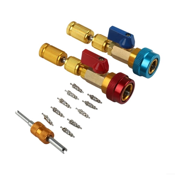 Outil pour Noyau de Valve R134A, Dissolvant de Valve CA, Trousse de Réparation de Système de Réfrigération, Ensemble d'Outils Pratiques de Démontage et d'Installation du Noyau de Valve Compatible avec l'Équipement de Réfrigération R134A pour le Service de Climatisation, Blanc