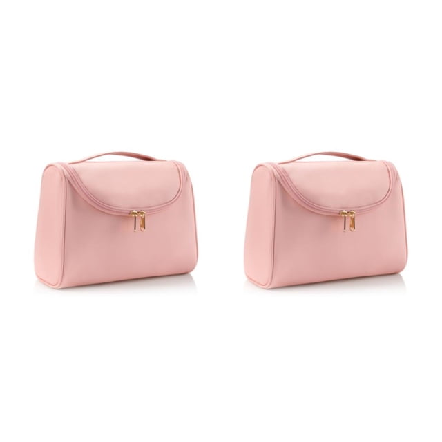 Wisewang Red Stylish Portable Makeup Bag - Carry Beauty Arsenal Anywhere Storage And Organizing Bag across pattern pink 2Set