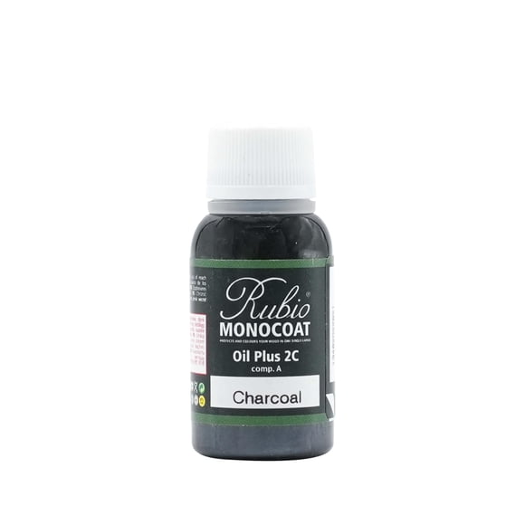 Rubio Monocoat Wood Stain & Finish Sample - Charcoal | Oil Plus Part A | Quick-Dry, Eco-Friendly Linseed Wood Oil for Indoor Use | Ideal for Sampling Oil Plus 2C & Touch Ups | 20 mL