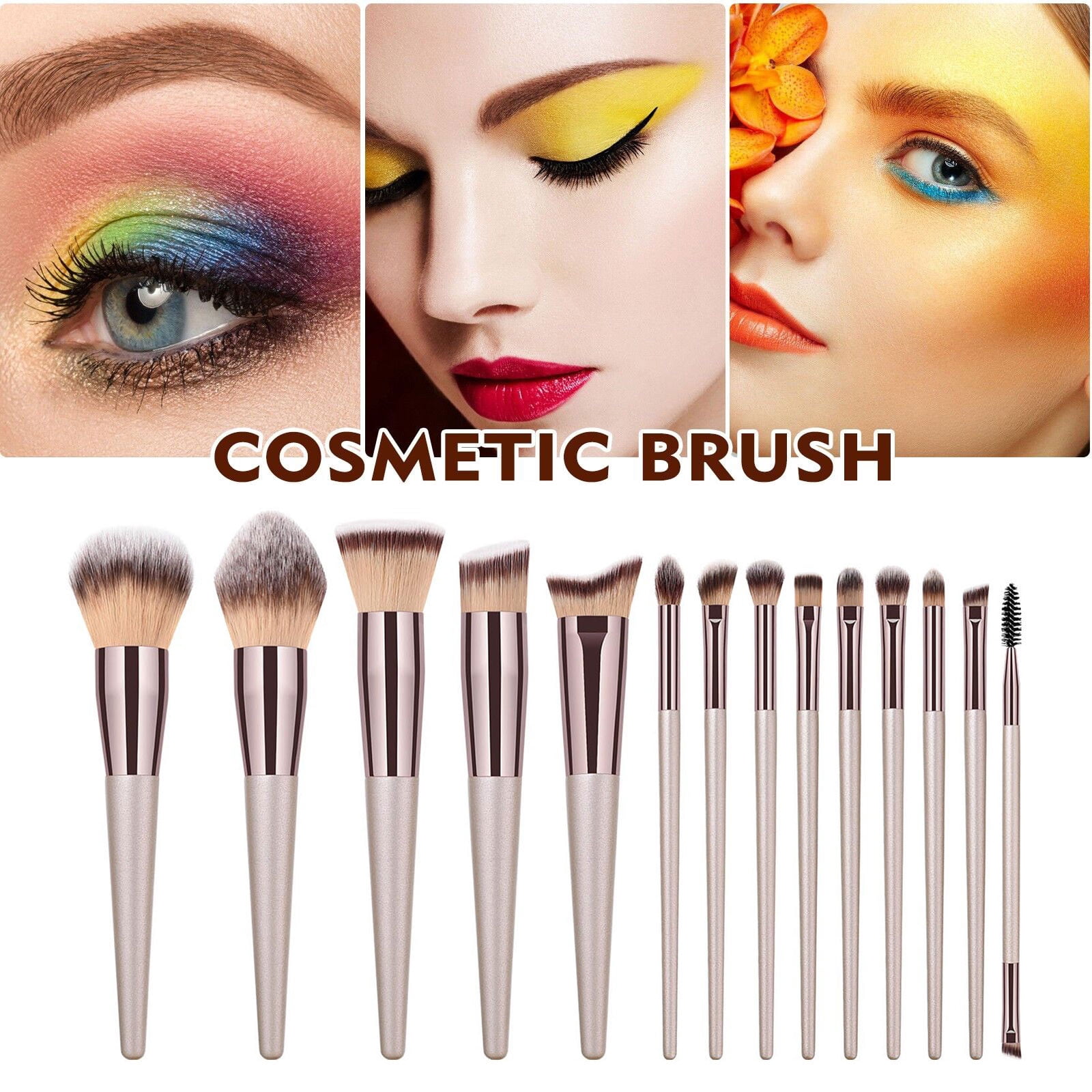 EGNMCR Eyeshadow 14PCS Wooden Cosmetic Eyebrow Eyeshadow Brush Makeup Brush Sets Tools Makeup brush