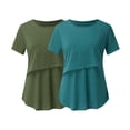 thumbnail image 1 of DPTALR Grossesse Enceinte Allaitement T-Shirts à Manches Courtes Couleur Unie Col Rond Blouse d'Allaitement, 1 of 8