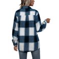 thumbnail image 3 of Women Plaid Flannel Shirt Jacket Button Down Lapel Long Sleeve Shacket Cardigan Coats Fall Spring Clothes, 3 of 4